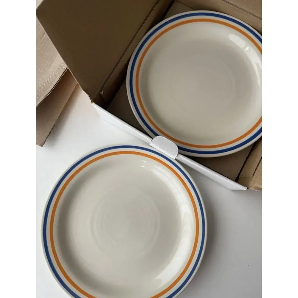 HAY Sobremesa Laila Gohar Plate Set of 2 Hand Painted - Blue, Yellow 9.75” NEW